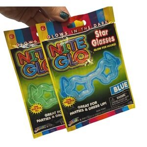 $3 BUNDLE ITEM Nite Glo Star Glasses Glow In The Dark Party Favors 2 Pack #77